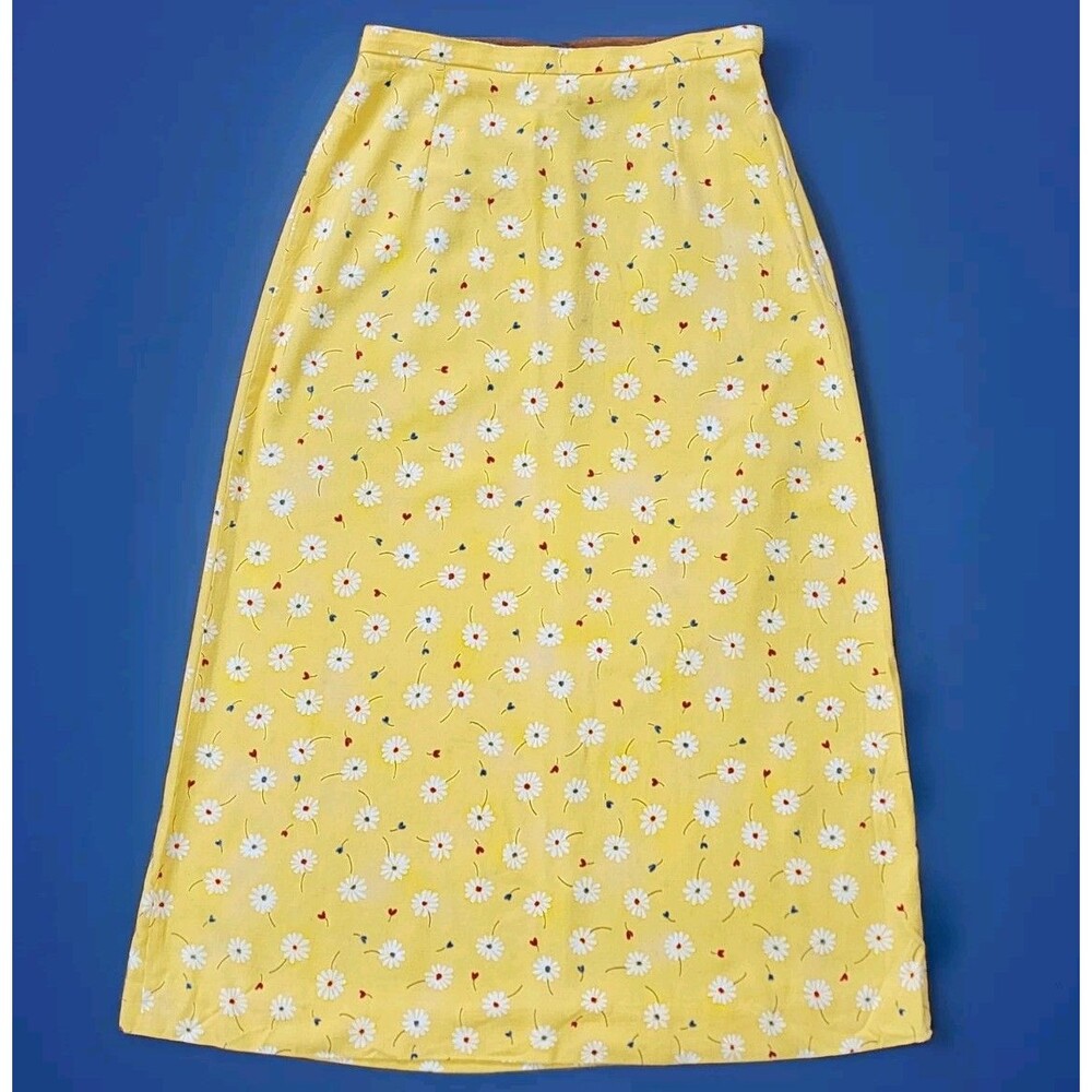 Vintage David Brooks Yellow Floral Maxi Skirt – Size 4
